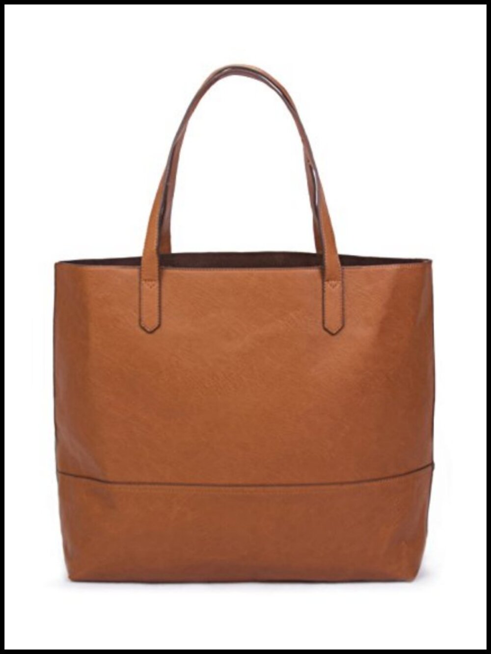 Large Vegan Leather Slouchy Tote Shoulder Bag Open Top XL